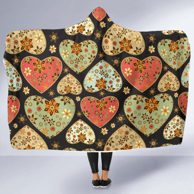 Heart Boho Pattern Print Design HE04 Hooded Blanket-JORJUNE.COM