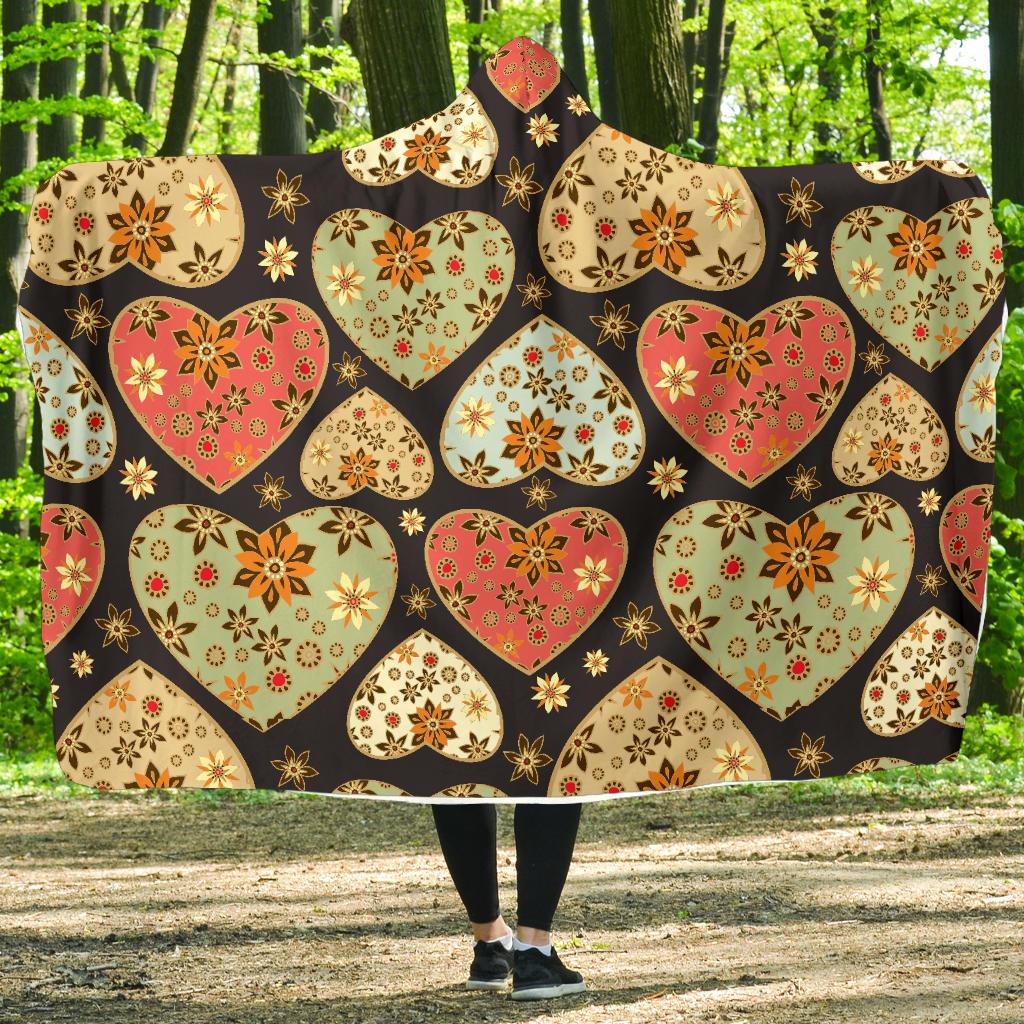 Heart Boho Pattern Print Design HE04 Hooded Blanket-JORJUNE.COM