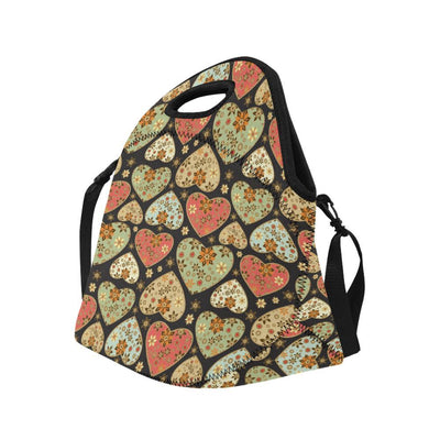 Heart Boho Pattern Print Design HE04 Neoprene Lunch Bag-JorJune