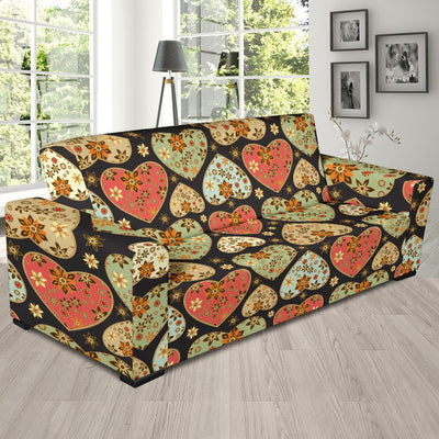 Heart Boho Pattern Print Design HE04 Sofa Slipcover-JORJUNE.COM