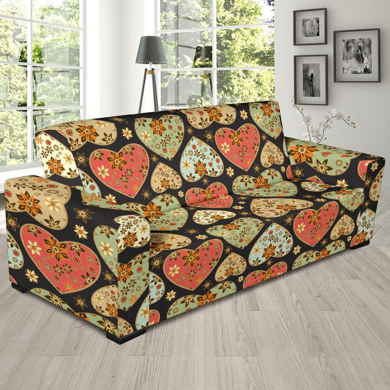 Heart Boho Pattern Print Design HE04 Sofa Slipcover-JORJUNE.COM