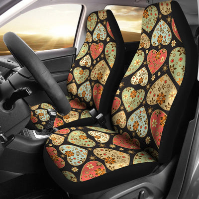 Heart Boho Pattern Print Design HE04 Universal Fit Car Seat Covers-JorJune