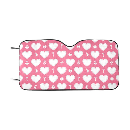 Heart Key Pattern Print Design HE09 Car Sun Shade-JorJune