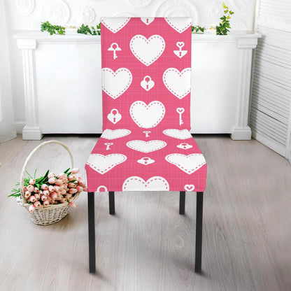 Heart Key Pattern Print Design HE09 Dining Chair Slipcover-JORJUNE.COM