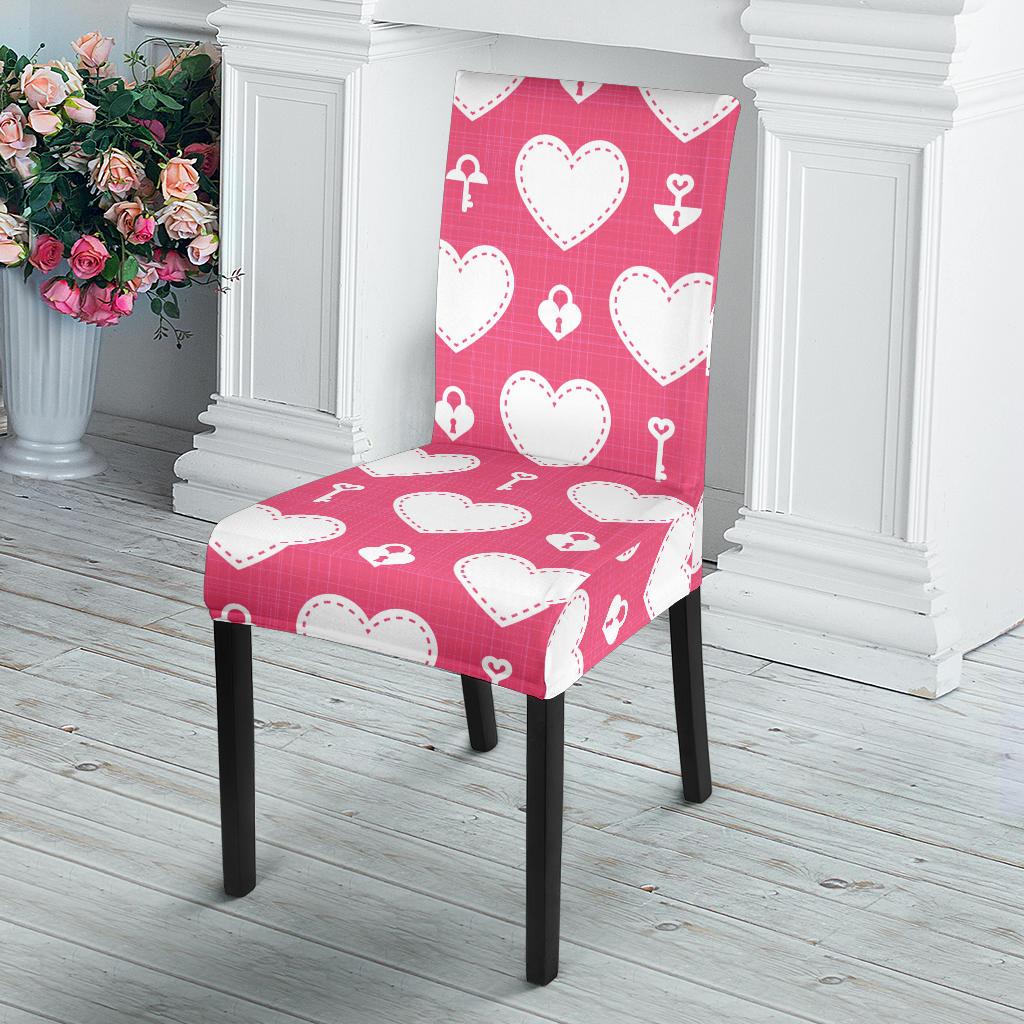 Heart Key Pattern Print Design HE09 Dining Chair Slipcover-JORJUNE.COM