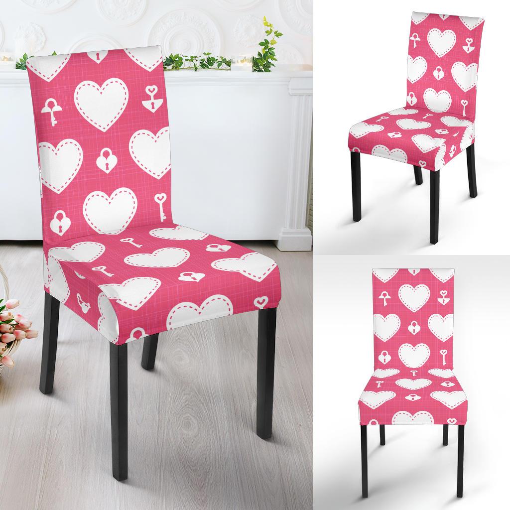 Heart Key Pattern Print Design HE09 Dining Chair Slipcover-JORJUNE.COM