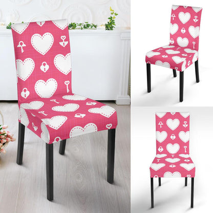 Heart Key Pattern Print Design HE09 Dining Chair Slipcover-JORJUNE.COM