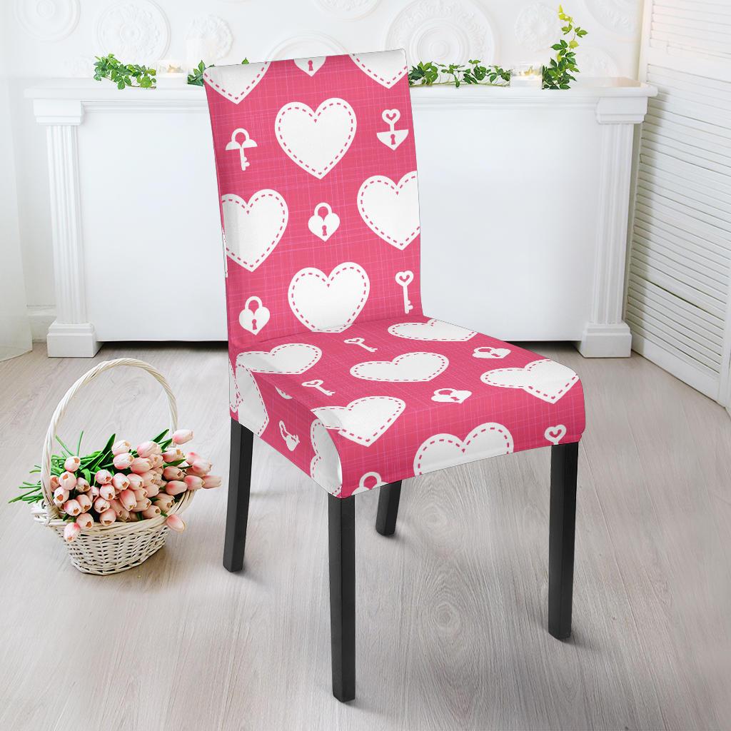 Heart Key Pattern Print Design HE09 Dining Chair Slipcover-JORJUNE.COM