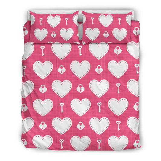 Heart Key Pattern Print Design HE09 Duvet Cover Bedding Set-JORJUNE.COM