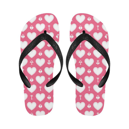 Heart Key Pattern Print Design HE09 Flip Flops-JorJune