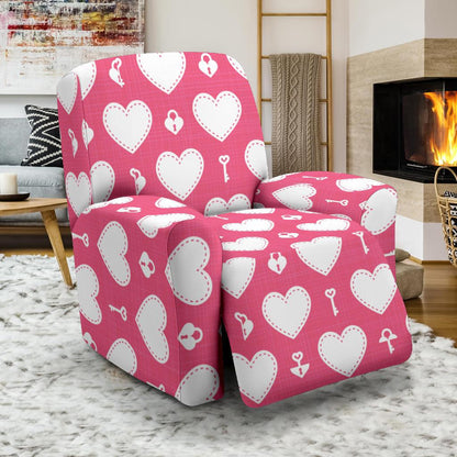 Heart Key Pattern Print Design HE09 Recliner Slipcover-JORJUNE.COM