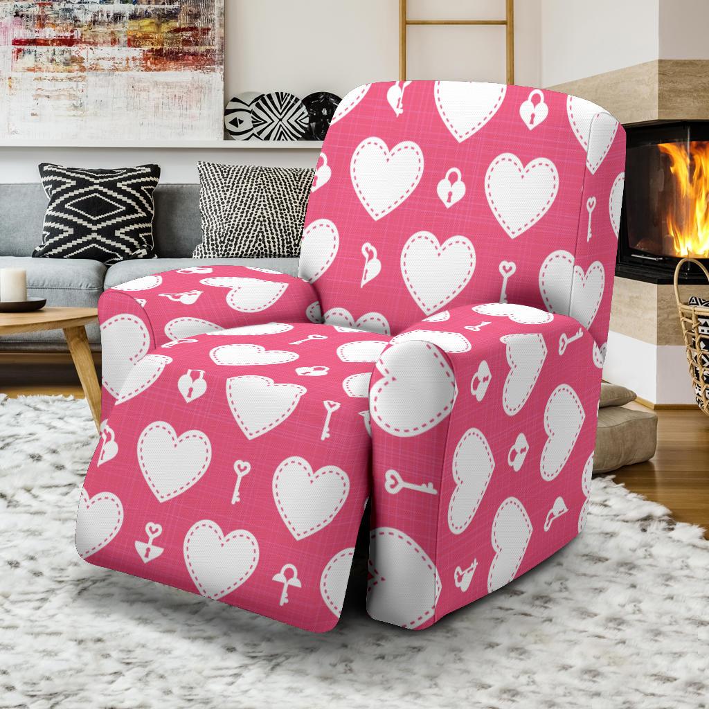 Heart Key Pattern Print Design HE09 Recliner Slipcover-JORJUNE.COM