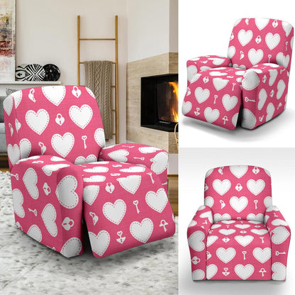 Heart Key Pattern Print Design HE09 Recliner Slipcover-JORJUNE.COM