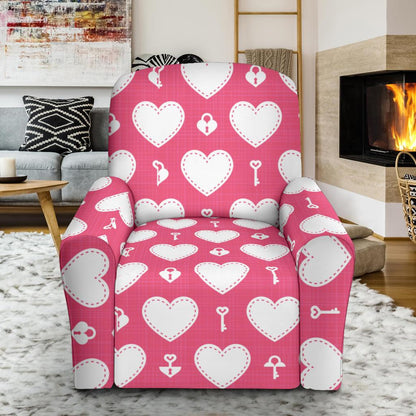 Heart Key Pattern Print Design HE09 Recliner Slipcover-JORJUNE.COM