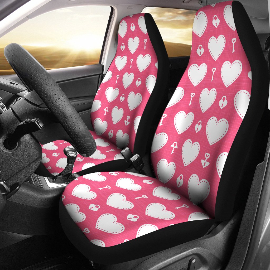 Heart Key Pattern Print Design HE09 Universal Fit Car Seat Covers-JorJune