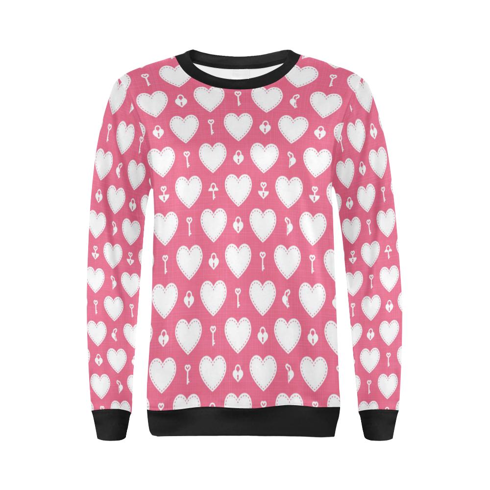 Heart Key Pattern Print Design HE09 Women Long Sleeve Sweatshirt-JorJune