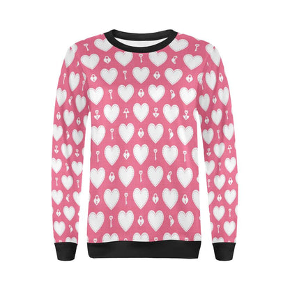 Heart Key Pattern Print Design HE09 Women Long Sleeve Sweatshirt-JorJune