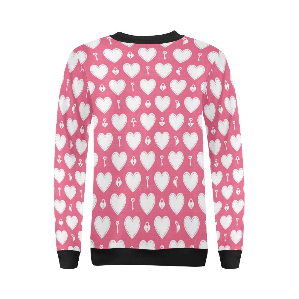 Heart Key Pattern Print Design HE09 Women Long Sleeve Sweatshirt-JorJune