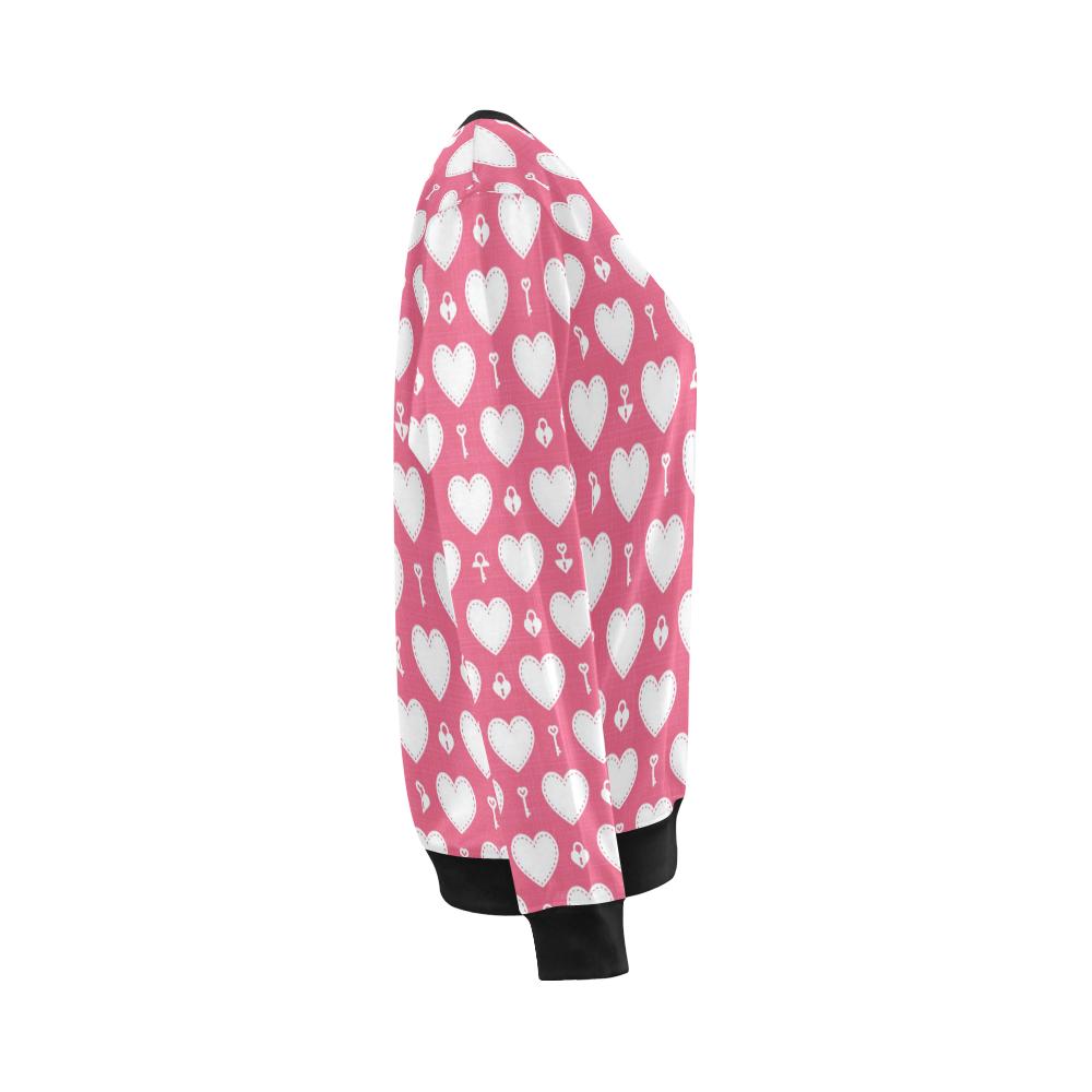 Heart Key Pattern Print Design HE09 Women Long Sleeve Sweatshirt-JorJune