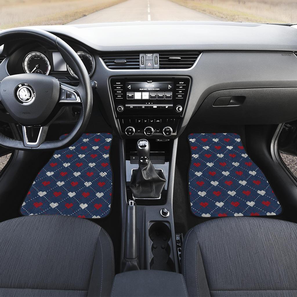 Heart Knit Pattern Print Design HE05 Car Floor Mats-JorJune
