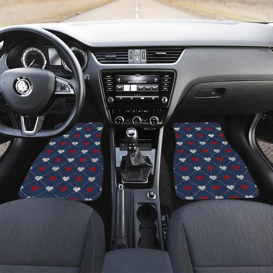 Heart Knit Pattern Print Design HE05 Car Floor Mats-JorJune