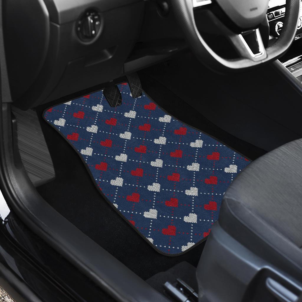 Heart Knit Pattern Print Design HE05 Car Floor Mats-JorJune