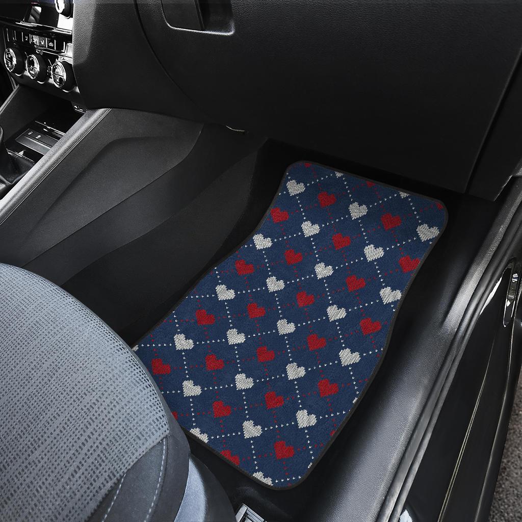 Heart Knit Pattern Print Design HE05 Car Floor Mats-JorJune