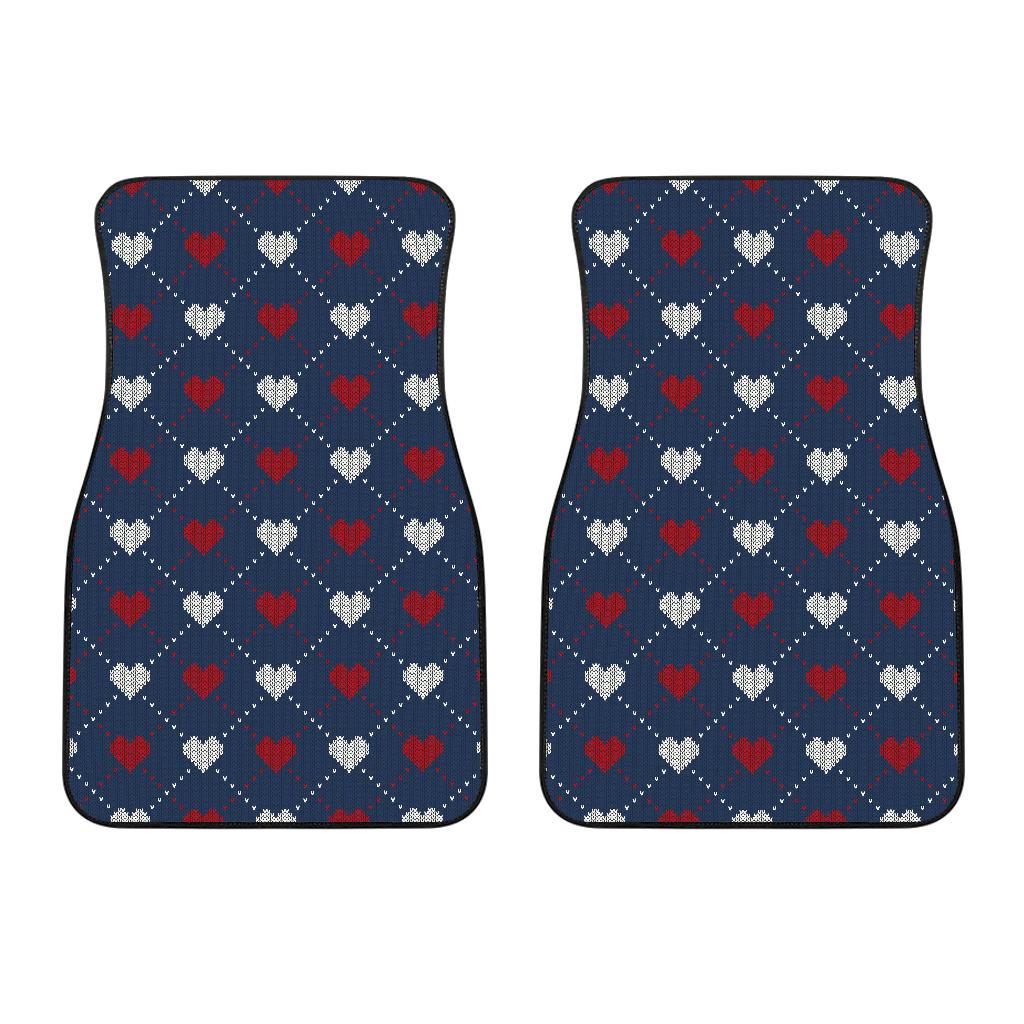 Heart Knit Pattern Print Design HE05 Car Floor Mats-JorJune