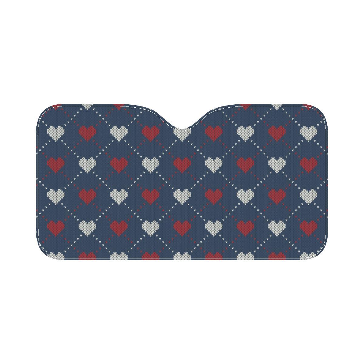 Heart Knit Pattern Print Design HE05 Car Sun Shade-JorJune