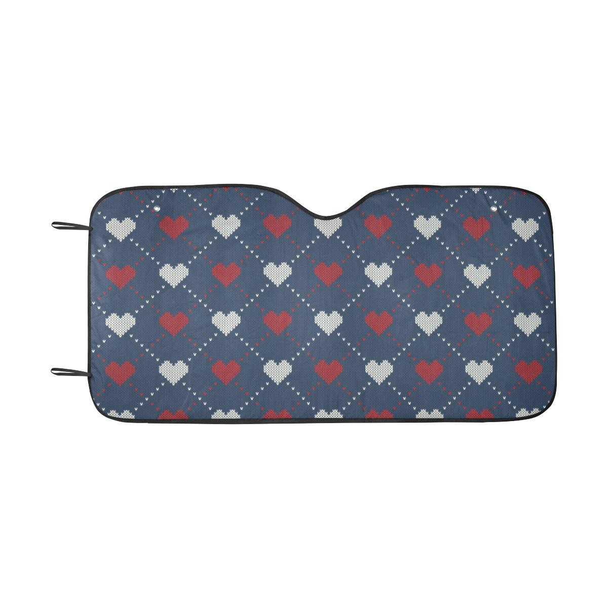 Heart Knit Pattern Print Design HE05 Car Sun Shade-JorJune