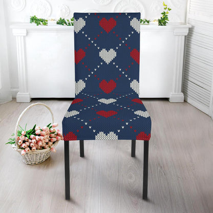 Heart Knit Pattern Print Design HE05 Dining Chair Slipcover-JORJUNE.COM