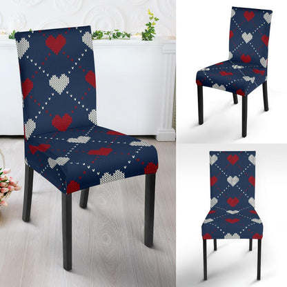 Heart Knit Pattern Print Design HE05 Dining Chair Slipcover-JORJUNE.COM