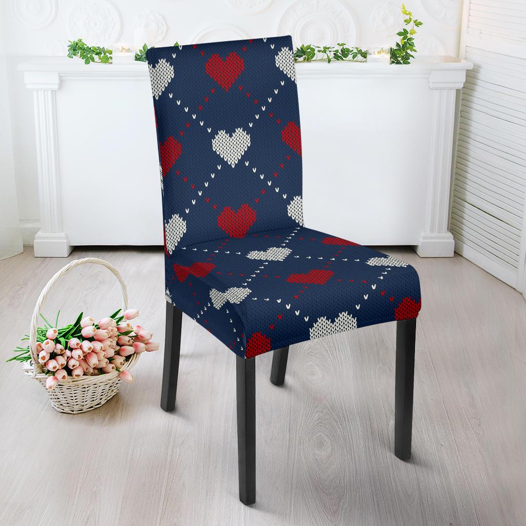 Heart Knit Pattern Print Design HE05 Dining Chair Slipcover-JORJUNE.COM