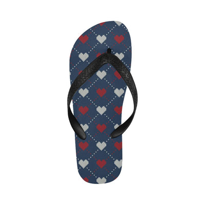 Heart Knit Pattern Print Design HE05 Flip Flops-JorJune