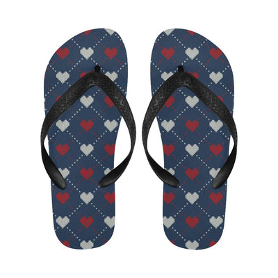 Heart Knit Pattern Print Design HE05 Flip Flops-JorJune