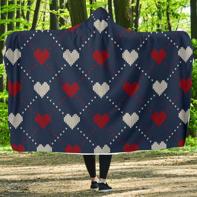 Heart Knit Pattern Print Design HE05 Hooded Blanket-JORJUNE.COM