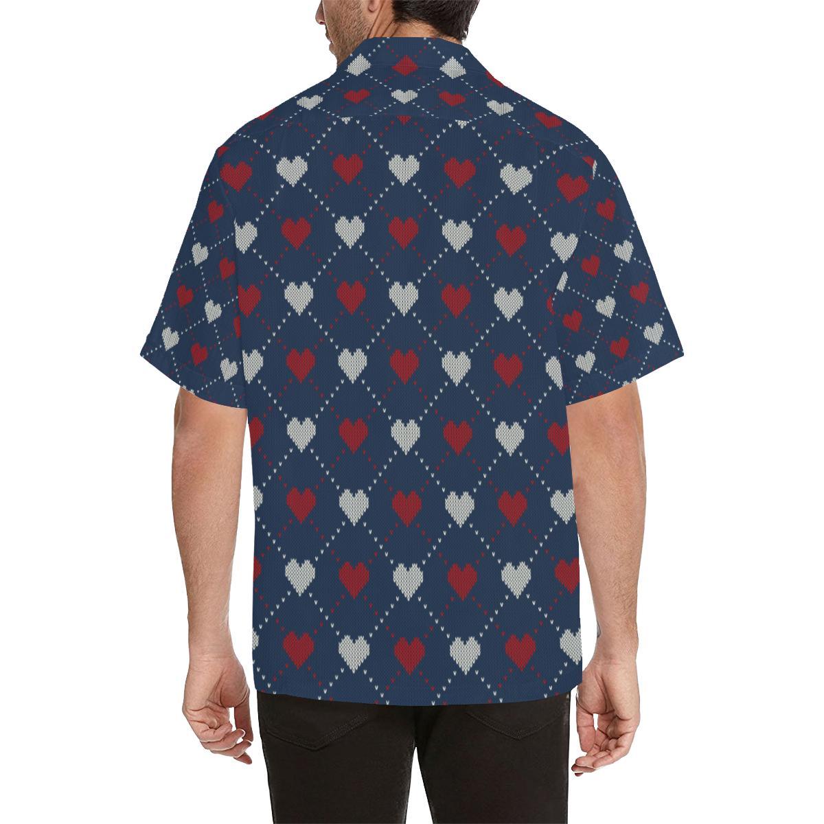 Heart Knit Pattern Print Design HE05 Men Hawaiian Shirt-JorJune