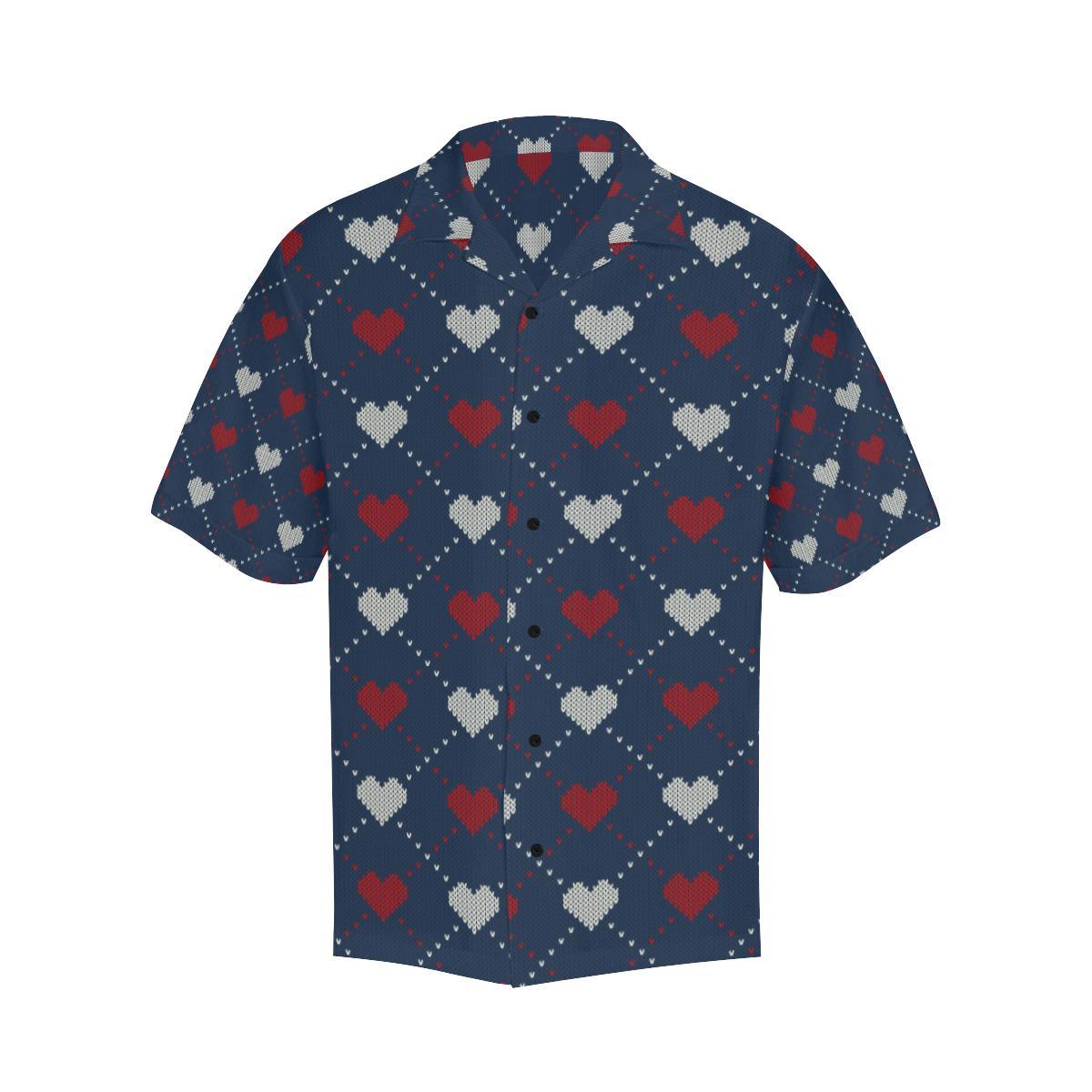 Heart Knit Pattern Print Design HE05 Men Hawaiian Shirt-JorJune