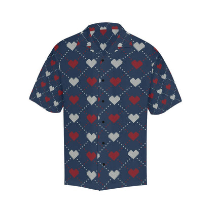 Heart Knit Pattern Print Design HE05 Men Hawaiian Shirt-JorJune