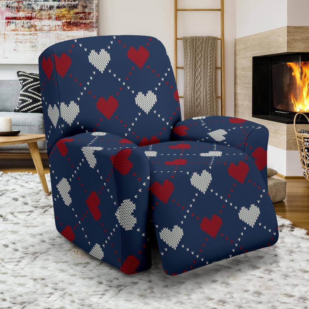 Heart Knit Pattern Print Design HE05 Recliner Slipcover-JORJUNE.COM