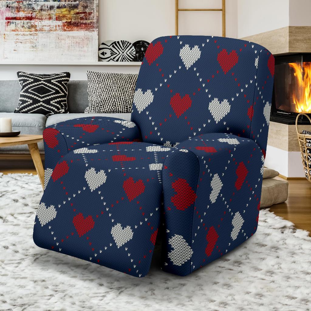Heart Knit Pattern Print Design HE05 Recliner Slipcover-JORJUNE.COM