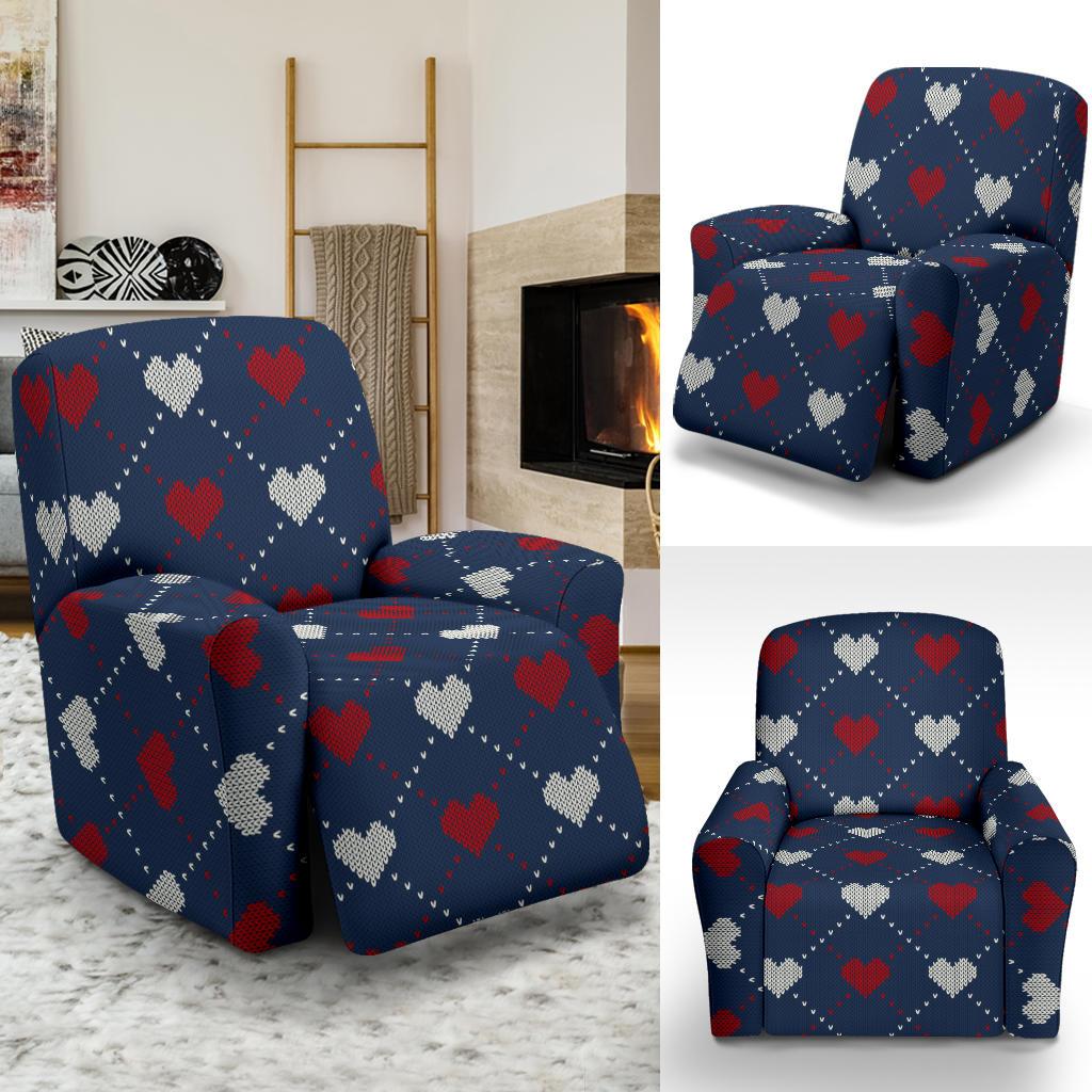Heart Knit Pattern Print Design HE05 Recliner Slipcover-JORJUNE.COM