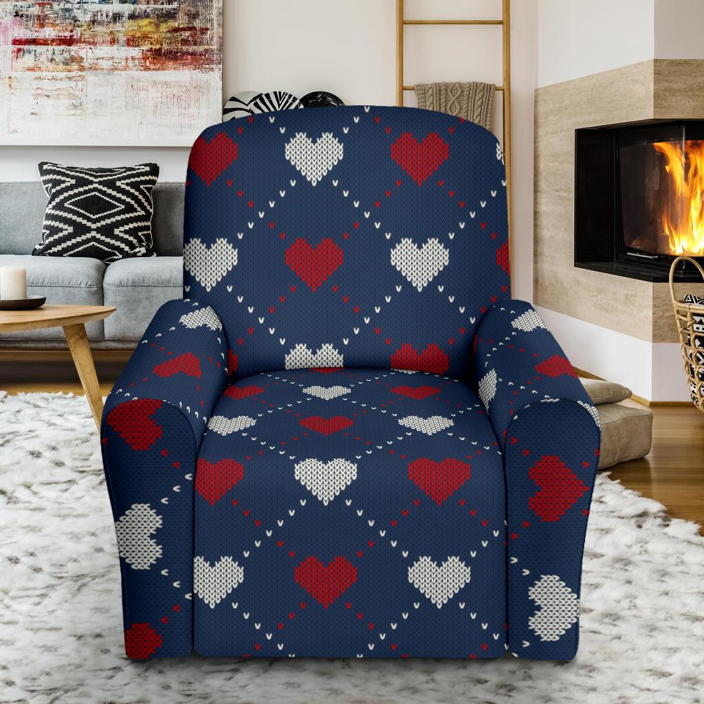 Heart Knit Pattern Print Design HE05 Recliner Slipcover-JORJUNE.COM