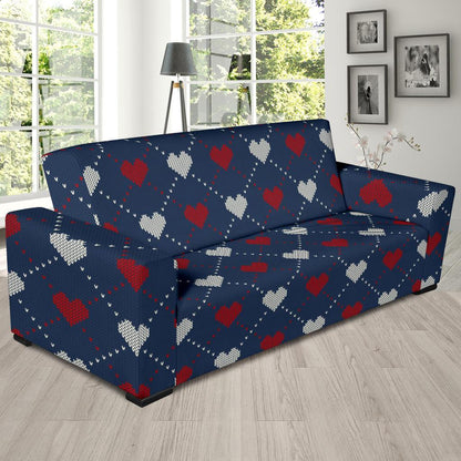 Heart Knit Pattern Print Design HE05 Sofa Slipcover-JORJUNE.COM