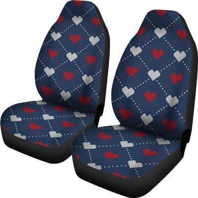 Heart Knit Pattern Print Design HE05 Universal Fit Car Seat Covers-JorJune