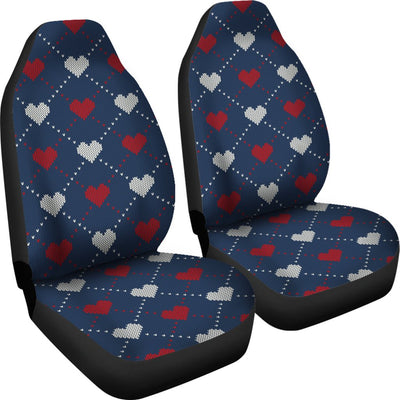 Heart Knit Pattern Print Design HE05 Universal Fit Car Seat Covers-JorJune