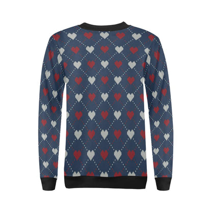 Heart Knit Pattern Print Design HE05 Women Long Sleeve Sweatshirt-JorJune