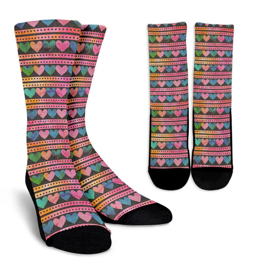 Heart Pattern Print Design HE010 Crew Socks-JORJUNE.COM
