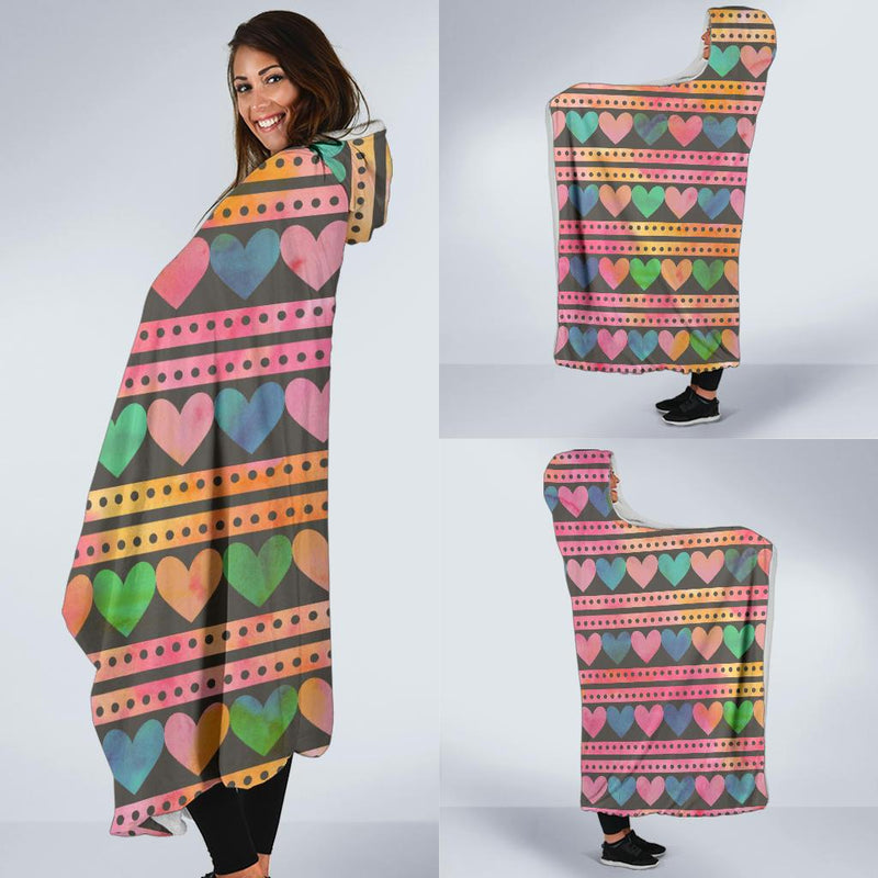 Heart Pattern Print Design HE010 Hooded Blanket-JORJUNE.COM