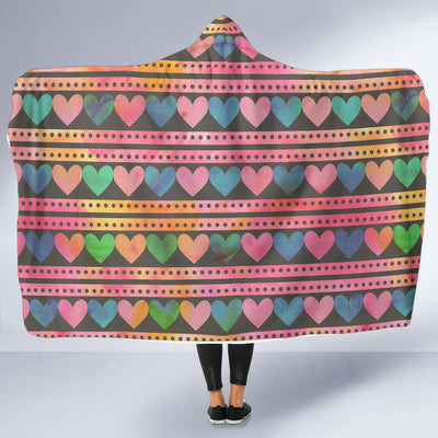 Heart Pattern Print Design HE010 Hooded Blanket-JORJUNE.COM